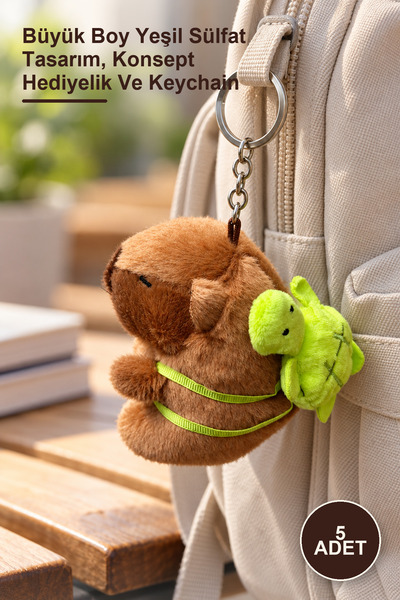 Yenilig 5 Pieces of Capybara Keychain – Large Size Green Sulfate Design, Conc...