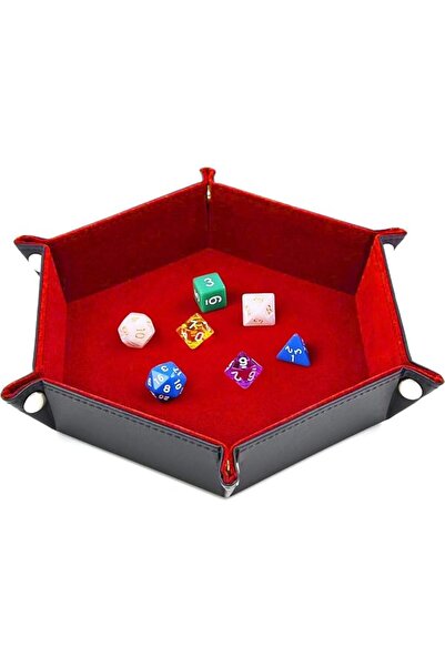 Aputue Hexagon tray, Red Portable Folding PU Leather organizer, 27x24.5cm Gam...