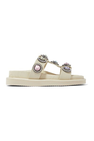 Kurt Geiger Colorful Crystal Stone Leather Slippers - Summer Non-Slip Sole