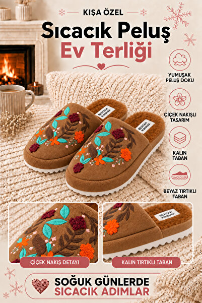 Behtah Kundura Embroidered House Slippers No Sound Lightweight Sole Slippers