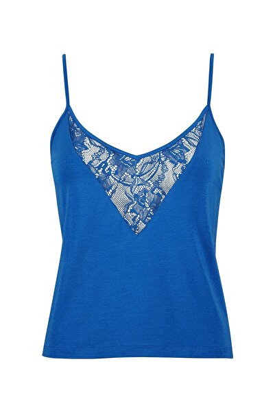 Aubade Lazy Days Spaghetti Strap Top, Silk and Modal Blend, Lace Detail, Comf...
