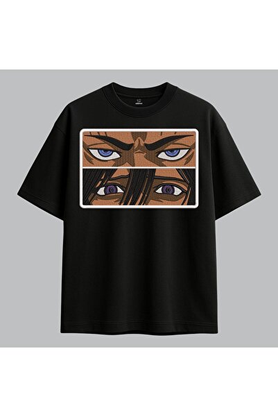 KEYFHOME Gojo și Madara Anime Eyes Tricou cu broderie Unisex 100% bumbac