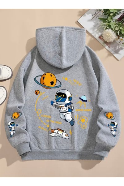 NIGRUM PARDUS Hooded Nasa Da Astronaut Back Printed 100% Cotton Large Size Po...