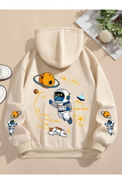 NIGRUM PARDUS Hooded Nasa Da Astronaut Back Printed 100% Cotton Large Size Po...