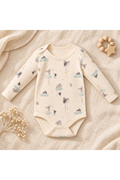 Genel Markalar Unisex Bebek Koala Desenli %100 Pamuk Uzun Kollu Çıtçıtlı Body...