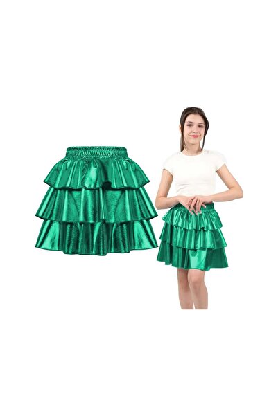 ERDEM KIDS Fusta cu volane în 3 straturi, cu talie elastică, metalizată, stră...
