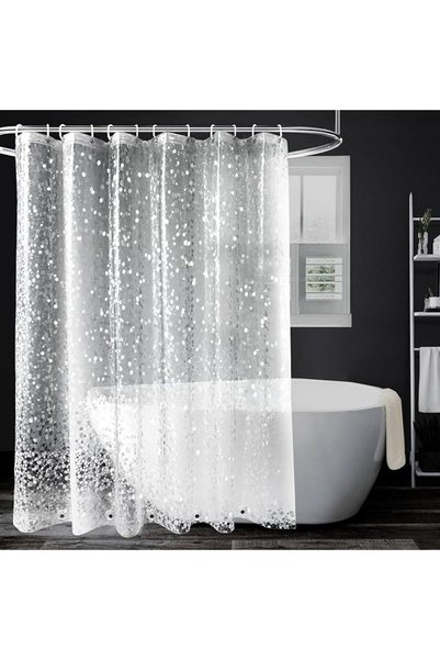 TERRIFI Shower Curtain Waterproof PEVA Bathroom Liner with 3 Magnets, Clear P...