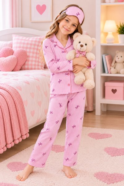 Harika KIDS Girl's Button-Down Printed Pajama Set