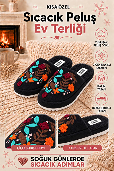 Behtah Kundura Embroidered House Slippers No Sound Lightweight Sole Slippers