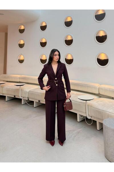 ELYOS STYLE KADIN BLAZER CEKETLİ TAKIM,ASTARLI CEKETİ BOL VE RAHAT PANTOLON VE ESNEK KUMAŞIYLA.