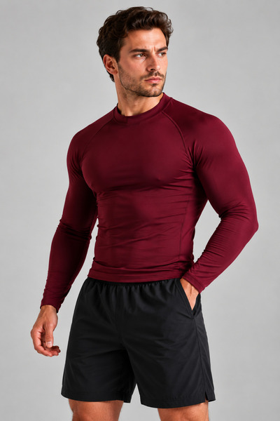 Erkek Uzun Kollu Compression Tişört Body Sporcu Atlet Fitness Koşu Antrenman Spor Üstü T-Shirt