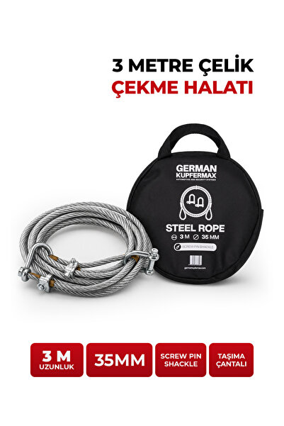 Çelik Çeki Halatı 3 Metre 35mm Vidalı U Kilit Oto Çekme