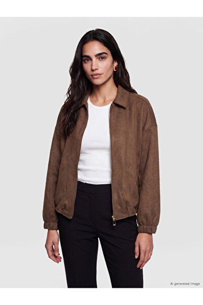 LC Waikiki Shirt Collar Suede Look Women's Jacket