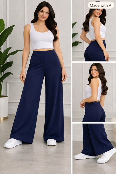 Umay moda 59 Kadın Yüksek Bel- Palazzo Pantolon- Oysh Kumaş- Bol Paça- Şık Ra...