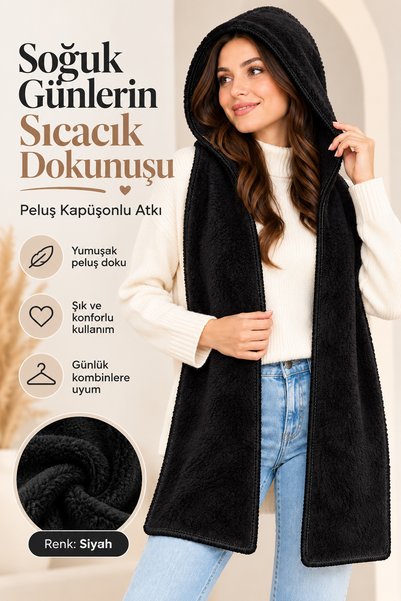 KAŞIKBEY Selanik Model Kadın Peluş Welsoft Yumuşak Dokulu Kapşonlu Soğuk Rüzg...