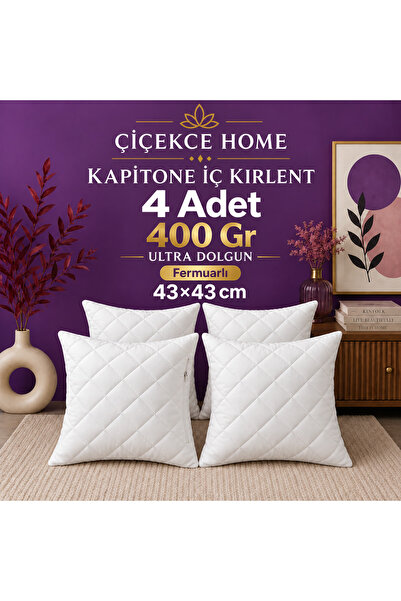 Çiçekce Home evinize renk katar Kırlent iç yastık kapitoneli 4 lü set 1.kalit...