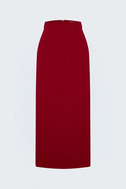 Sateen Striped Maxi Skirt - Red