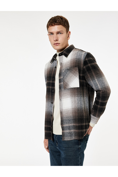 Koton Regular Fit Pocketed Buttoned Classic Collar Long Sleeve Lumberjack Shirt