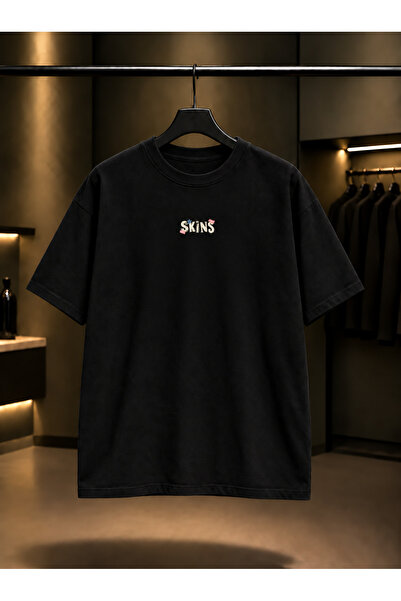 fame-stoned Skins Skins Type Printed Unisex 100% Cotton Black T-Shirt