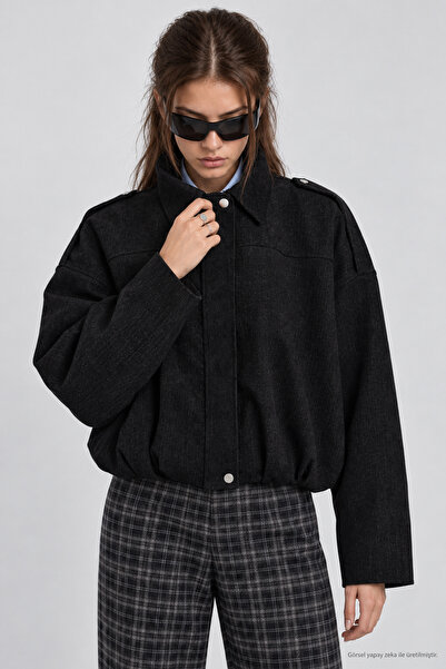 Lovelyİstanbul Kadife Dokulu Premium Selection Bomber Ceket LBY0097 SİYAH