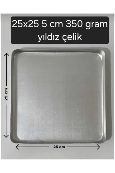 Yıldız çelik alüminyum kalın baklava börek kek tepsisi 25x25 5 cm derinlik 35...
