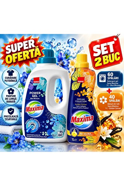 Sano Σετ Maxima – Πλυντικό Τζελ Συμπυκνωμένο Power Gel Blue Blossom 3 L, 60 π...
