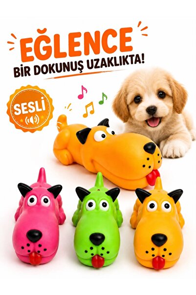 HAYHAYPETSHOP Sesli Köpek Oyuncağı Sıkınca Öten Köpek Figürlü Oyuncak – Renkl...