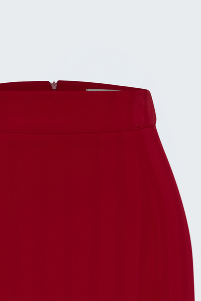 Sateen Striped Maxi Skirt - Red