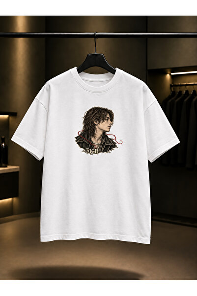 fame-stoned Skins Rich — Red Thread Printed Unisex 100% Cotton White T-Shirt