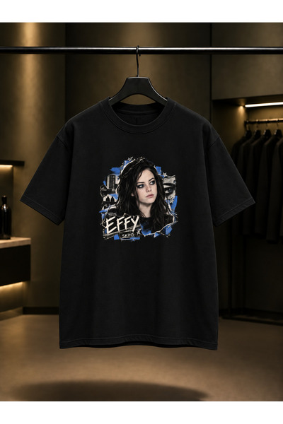 fame-stoned Skins Effy Printed Unisex 100% Cotton Black T-Shirt