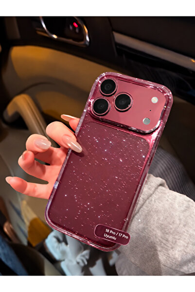 EDELFU iPhone 18 PRO / 17 PRO uyumlu - Simli Mika Sararmaz Kapak, ince, hafif...