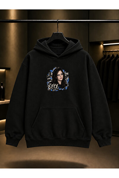 fame-stoned Skins Effy Printed Unisex 100% Cotton Black Hooded Sweatshirt