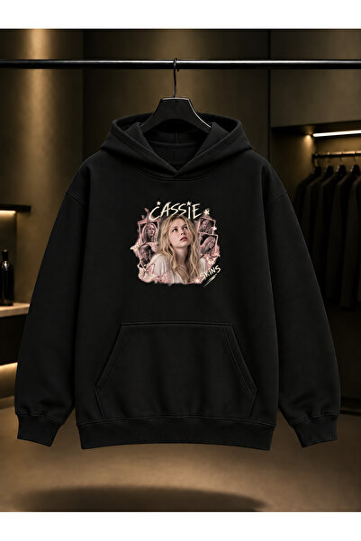 fame-stoned Skins Cassie Printed Unisex 100% Cotton Black Hooded Sweatshirt