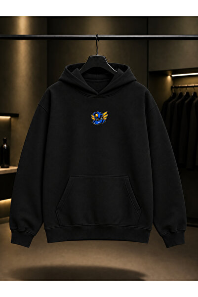 fame-stoned Ultrakill Mini V1 Printed Unisex 100% Cotton Black Hooded Sweatshirt