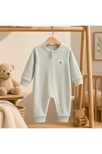 The Nest Kids Fermuarlı GOTS Sertifikalı Organik Pamuk Patiksiz Bebek Tulumu ...