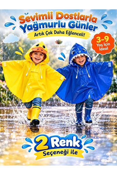 armex Çocuk Yağmurluk Renk Mavi 3.&.9 yaş Köpek Balığı Desenli Panço Modeli S...