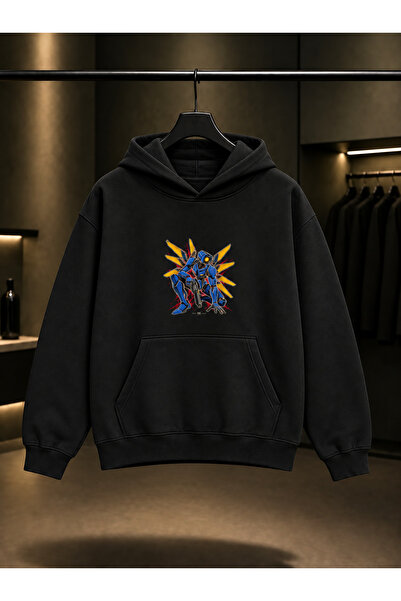 fame-stoned Ultrakill V1 Wing Array Printed Unisex 100% Cotton Black Hooded S...