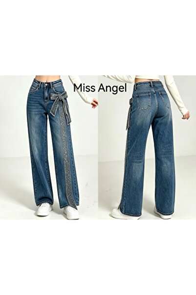 Generic Brand Blugi wide leg fundiță sclipici
