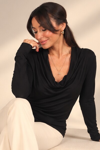 By Saygı Women's Degaje Collar Long Sleeve Modal Blouse