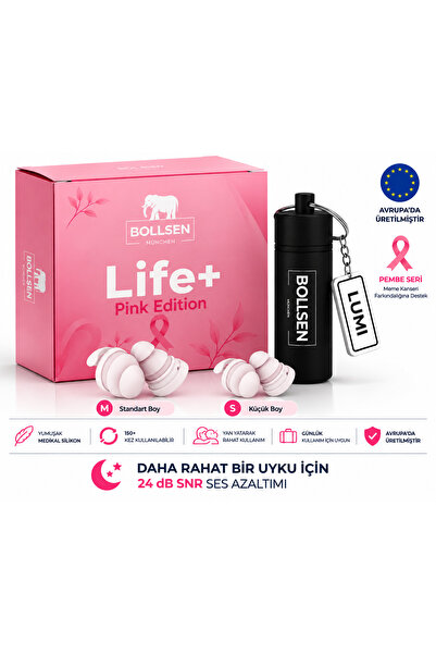 Life+ Pink Uyku Kulak Tıkacı 24 dB SNR Silikon Gürültü Azaltma Horlama ve Ses Azaltıcı, 150+ Kullanım