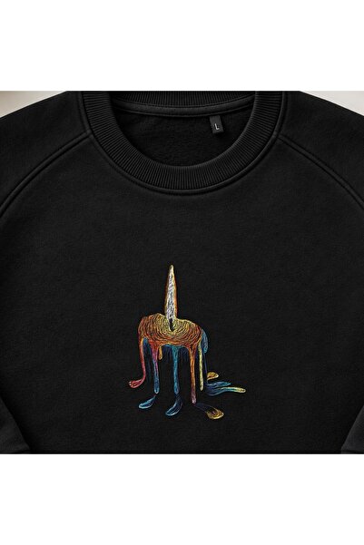 KEYFHOME Φούτερ Unisex με κεντημένο Rainbow Melting Candle με λαιμόκοψη