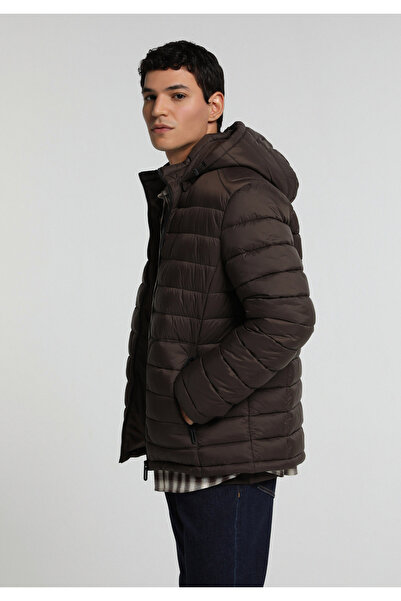 Colin's Slim Fit Hooded Zippered Lined Men's Brown Coat