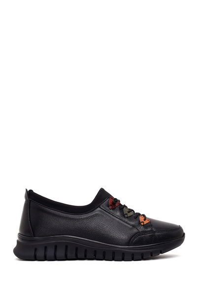 Derimod Women's Black Thick Soled Leather Comfort Shoes Af460020Dv