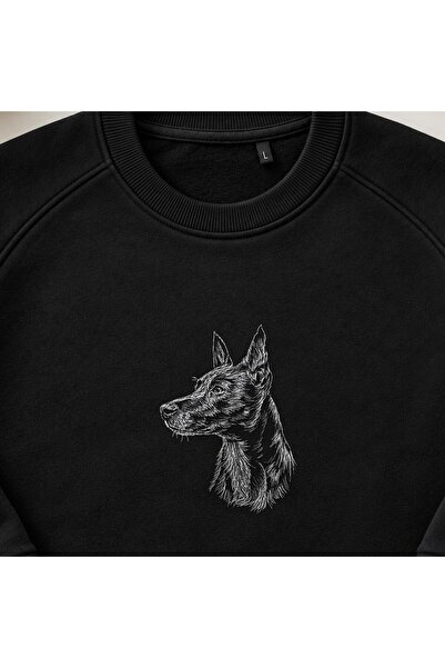 KEYFHOME Realistic Dog Portrait Embroidered Crew Neck Sweatshirt Unisex