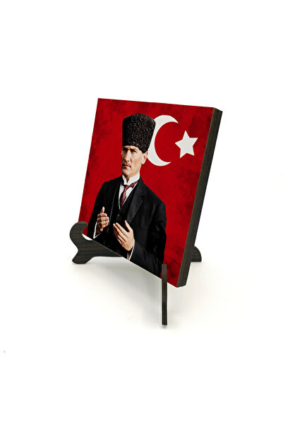 Sadrazam Dua Eden Ataturk Printed Wooden Tabletop Decoration 10X10 1G-Ataturkdua