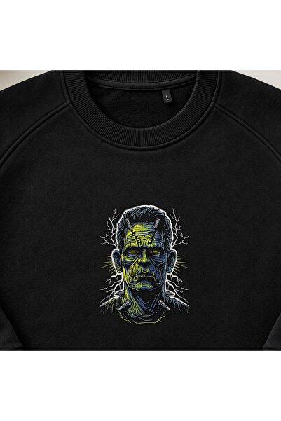 KEYFHOME Φούτερ με λαιμόκοψη ποδηλάτου Frankenstein Horror Embroidered Unisex
