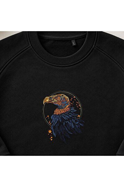 KEYFHOME Hanorac unisex cu gât de ciclism cu broderie mistică Fancy Buzzard