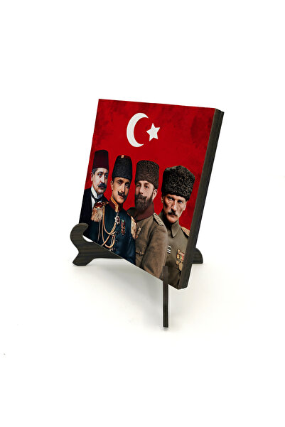 Sadrazam Three Pashas and Mustafa Kemal Pasha Printed Wooden Tabletop Decorat...