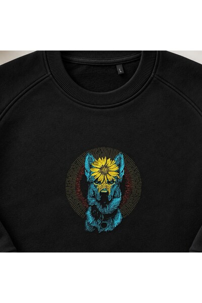KEYFHOME Φούτερ με λαιμόκοψη ποδηλάτου με floral Mandala German Shepherd κέντ...