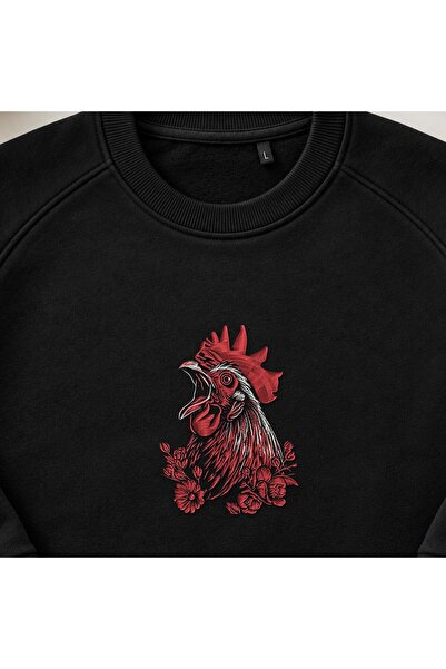 KEYFHOME Hanorac unisex cu gât de ciclism cu broderie Vintage Farm Rooster